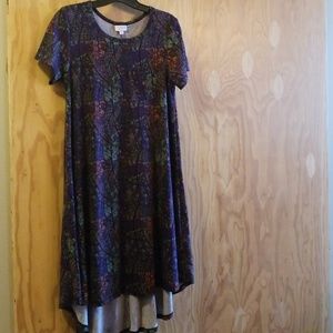 Lularoe Carly purple with feather print